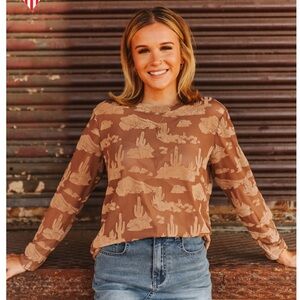 Brown Mocha Western Desert Burnout Mesh